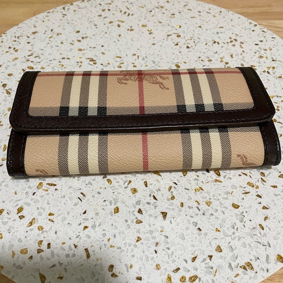 Burberry Handbags - Burberry Haymarket Check Coated Canvas and Leather Continental Wallet